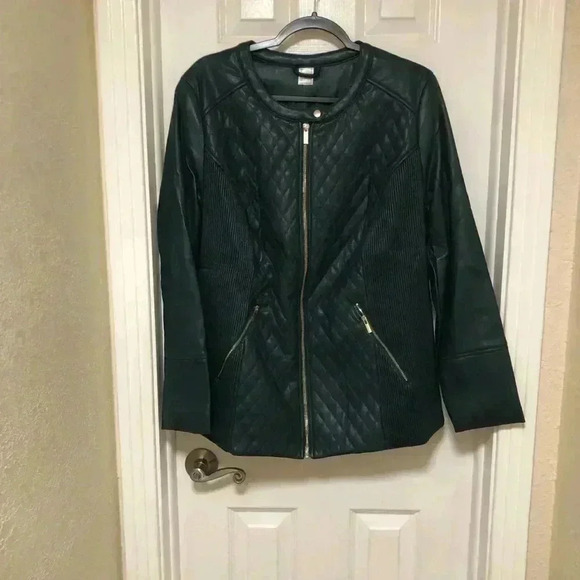 Women’s Dark green faux leather jacket size 14 - Picture 1 of 9